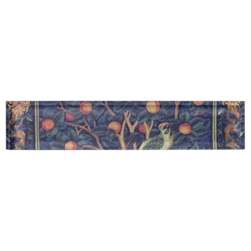 William Morris Woodpecker Tapestry Birds Floral Nameplate