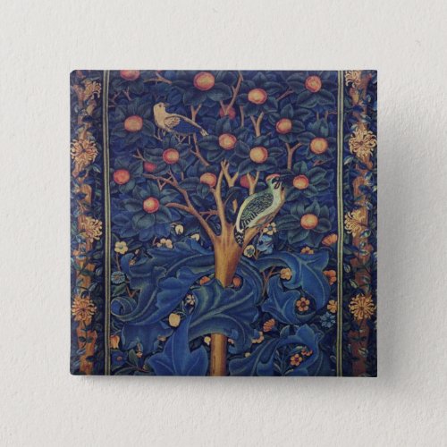 William Morris Woodpecker Tapestry Birds Floral Pinback Button