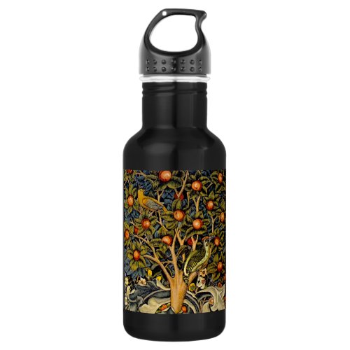 William Morris Woodpecker Tapestry Birds Floral Stainless Steel Water Bottle