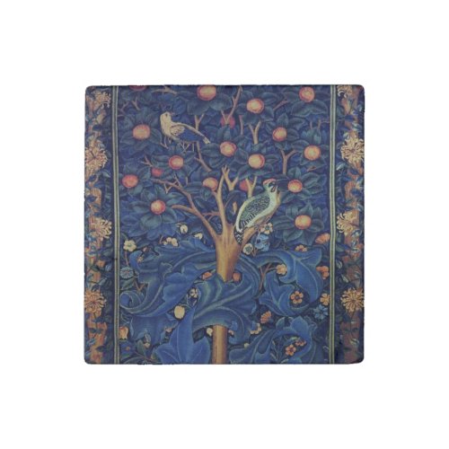 William Morris Woodpecker Tapestry Birds Floral Stone Magnet