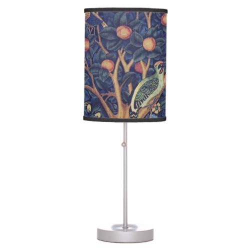William Morris Woodpecker Tapestry Birds Floral Table Lamp