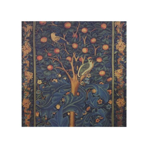 William Morris Woodpecker Tapestry Birds Floral Wood Wall Decor
