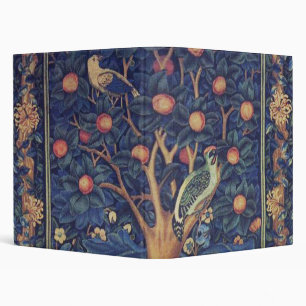 William Morris Woodpecker Tapestry Blue Design 3 Ring Binder