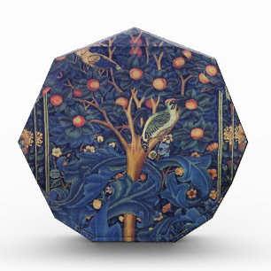 William Morris Woodpecker Tapestry Blue Design Acrylic Award