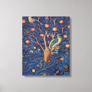 William Morris Woodpecker Tapestry Blue Design Canvas Print