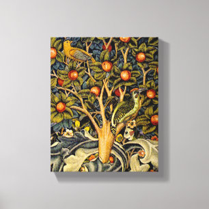 William Morris Woodpecker Tapestry Blue Design Canvas Print