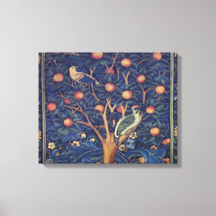 William Morris Woodpecker Tapestry Blue Design Canvas Print