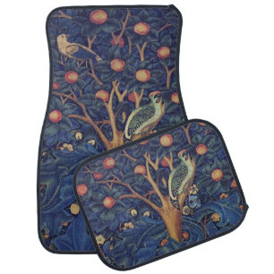 William Morris Woodpecker Tapestry Blue Design Car Mat