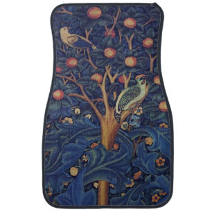 William Morris Woodpecker Tapestry Blue Design Car Mat