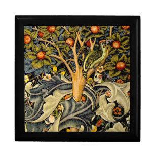 William Morris Woodpecker Tapestry Blue Design Jewelry Box
