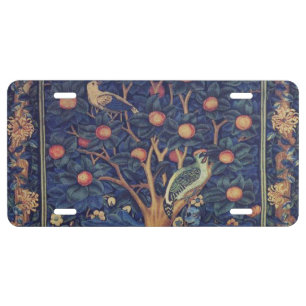 William Morris Woodpecker Tapestry Blue Design License Plate