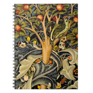 William Morris Woodpecker Tapestry Blue Design Notebook