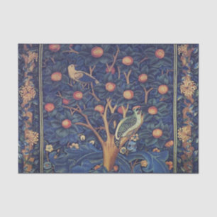 William Morris Woodpecker Tapestry Blue Design Tissue Paper