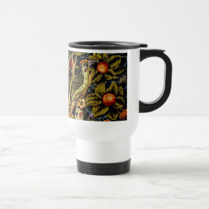 William Morris Woodpecker Tapestry Blue Design Travel Mug
