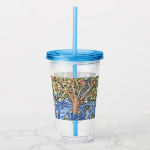 William Morris Woodpecker Tapestry Floral Vintage Acrylic Tumbler