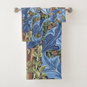 William Morris Woodpecker Tapestry Floral Vintage Bath Towel Set