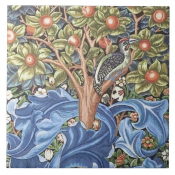 William Morris Woodpecker Tapestry Floral Vintage Ceramic Tile by artfoxx at Zazzle