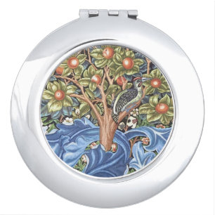William Morris Woodpecker Tapestry Floral Vintage Compact Mirror