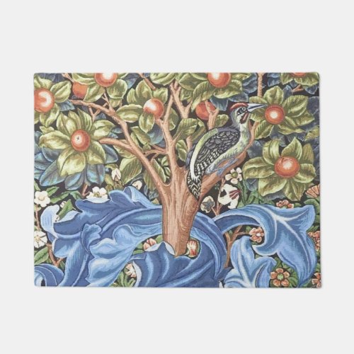 William Morris Woodpecker Tapestry Floral Vintage Doormat