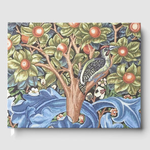 William Morris Woodpecker Tapestry Floral Vintage Guest Book