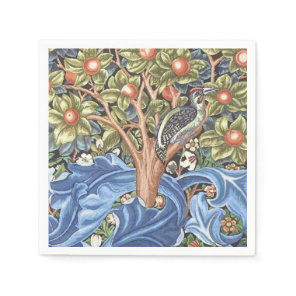 William Morris Woodpecker Tapestry Floral Vintage Napkins