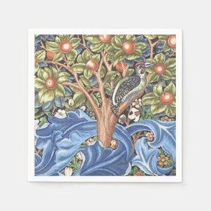 William Morris Woodpecker Tapestry Floral Vintage Napkins