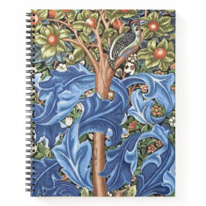 William Morris Woodpecker Tapestry Floral Vintage Notebook