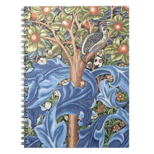 William Morris Woodpecker Tapestry Floral Vintage Notebook
