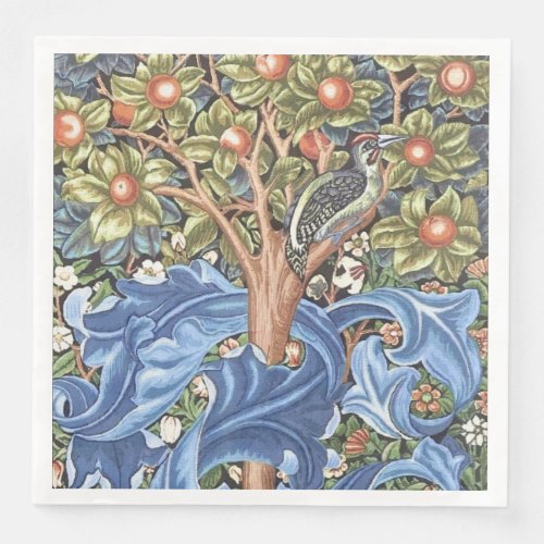 William Morris Woodpecker Tapestry Floral Vintage Paper Dinner Napkins