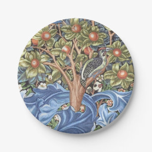 William Morris Woodpecker Tapestry Floral Vintage Paper Plates