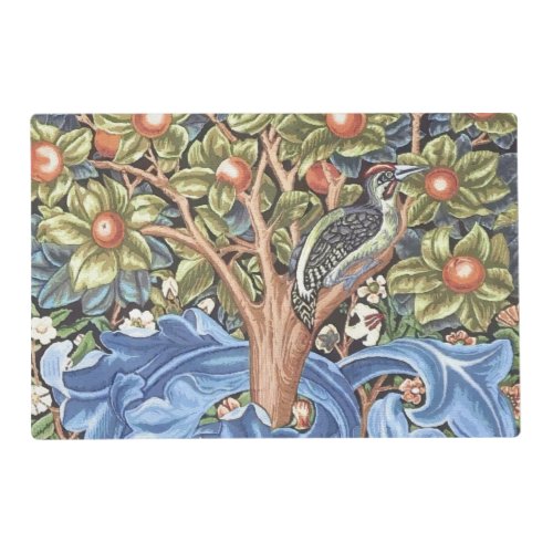 William Morris Woodpecker Tapestry Floral Vintage Placemat