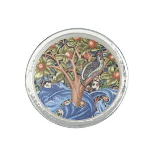 William Morris Woodpecker Tapestry Floral Vintage Ring