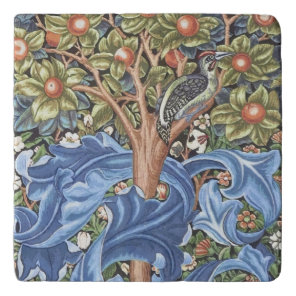 William Morris Woodpecker Tapestry Floral Vintage Trivet