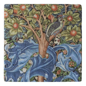 William Morris Woodpecker Tapestry Floral Vintage Trivet