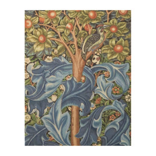 William Morris Woodpecker Tapestry Floral Vintage Wood Wall Art