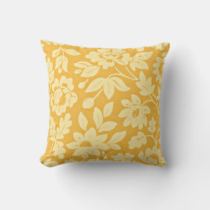 William Morris Yellow Flower Pattern Throw Pillow