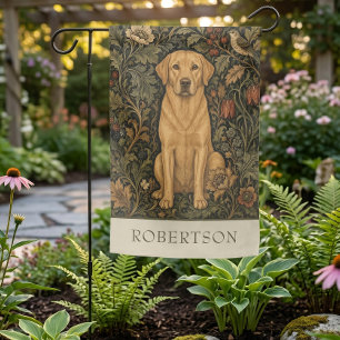 William Morris Yellow Lab Vintage Floral Name Garden Flag