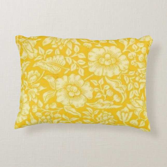 William Morris - Yellow Mallow Decorative Pillow (Back)