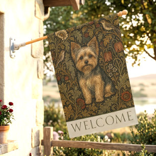 William Morris Yorkie Terrier Vintage Welcome House Flag