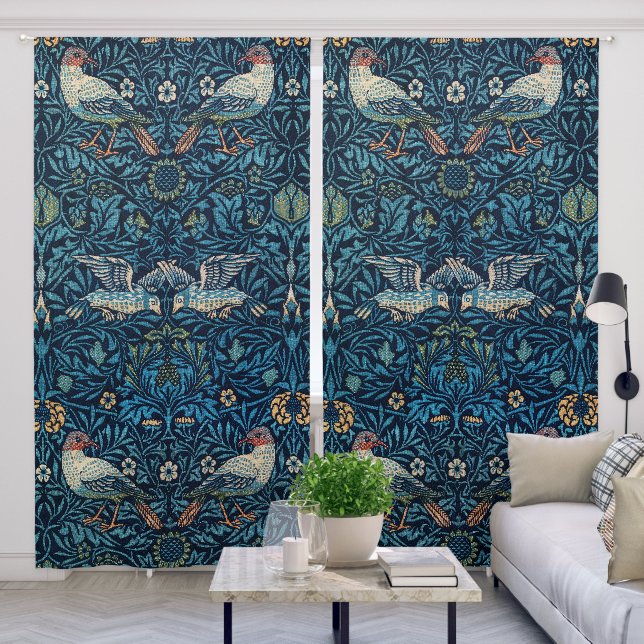 William Morris's (1834-1896) Birds famous pattern. Blackout Curtains (Living Room)