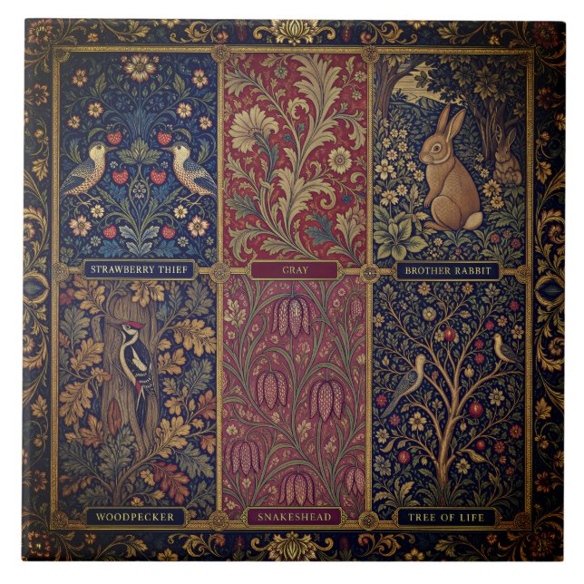  William Morris's Grand Patchwork Collage Ceramic Tile (Front)