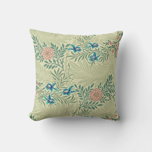 William Morris's Larkspur famous pattern  Throw Pillow (Front)