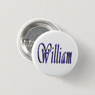 William Name In Blue Sparkle, Button