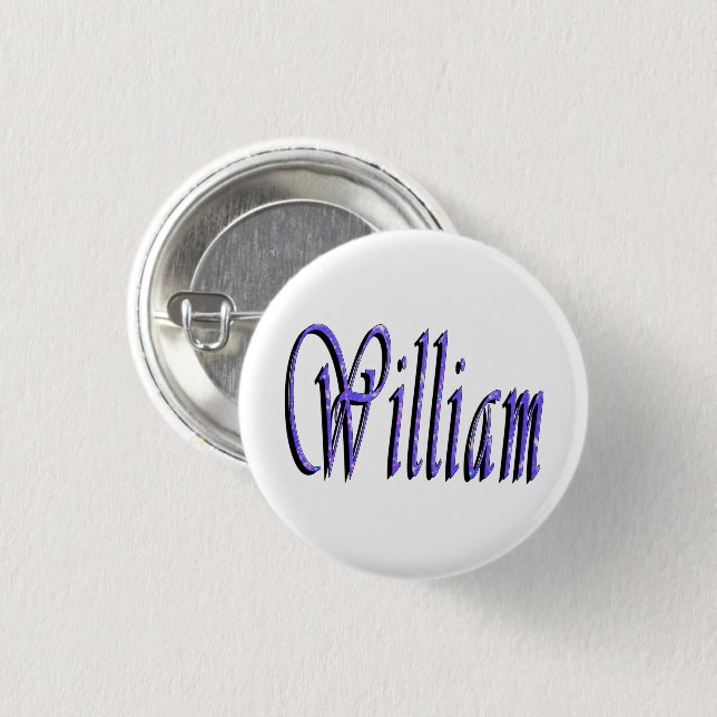 William Name In Blue Sparkle, Button (Front & Back)