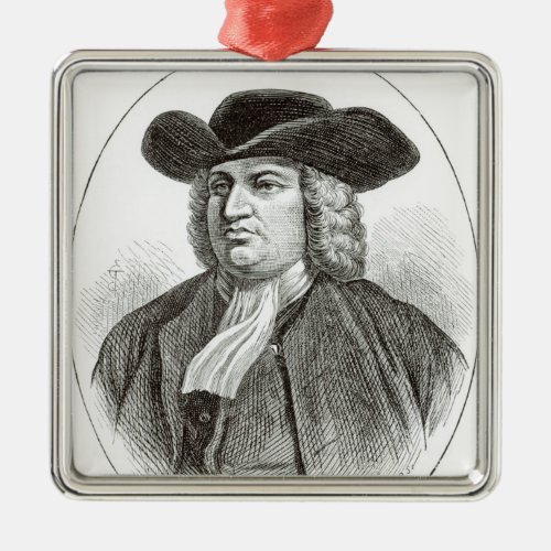 William Penn  engraved by Josiah Wood Whymper Metal Ornament