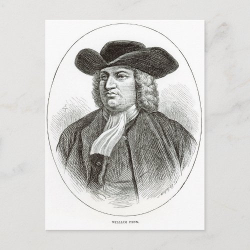 William Penn  engraved by Josiah Wood Whymper Postcard