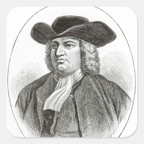 William Penn  engraved by Josiah Wood Whymper Square Sticker