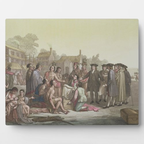 William Penn negotiating the treaty leading to the Plaque