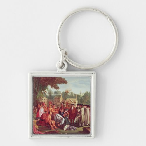 William Penns Treaty with the Indians in 1683 Keychain