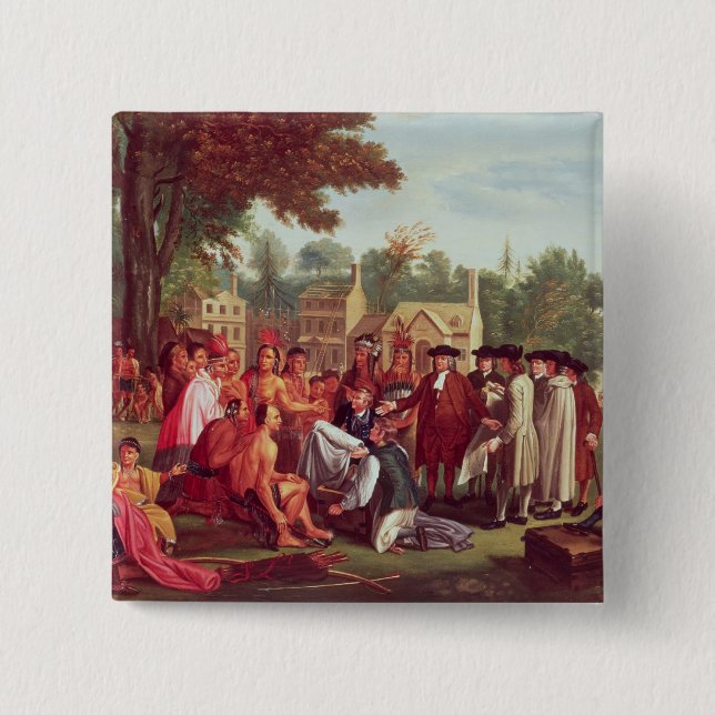 William Penn's Treaty with the Indians in 1683 Pinback Button (Front)